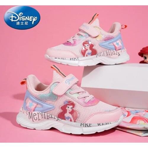 New Diseny Girls Princess Mermaid Sneaker Spring Autumn cartoon kids school student Casual Shoes Europe size 27-37