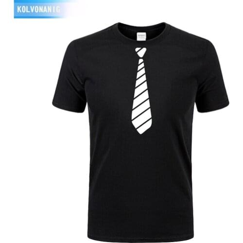 Summer Mens T Shirt 2019 100% Cotton False Tie Printed Novelty Casual Hip-Hop Fashion T-Shirts Harajuku Men Jersey Hombre Tops