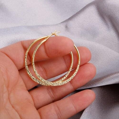 Hgflyxu Gold Color Big Hoop Earring for Women Trendy New Jewelry Simple Ear Accessories Earrings