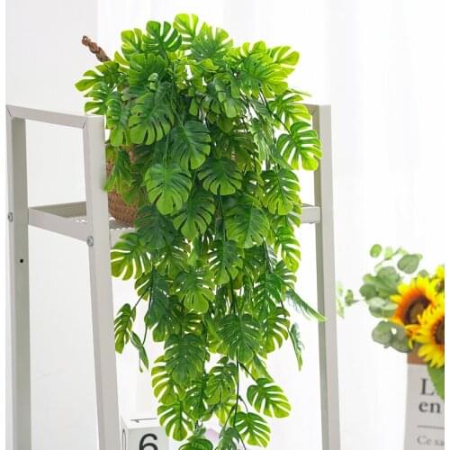 Artificial Plants Vine Garland Turtle Back Leaf Rattan Hanging Wall Green Plants Leaf Home Wedding Christams Decortion Flowers