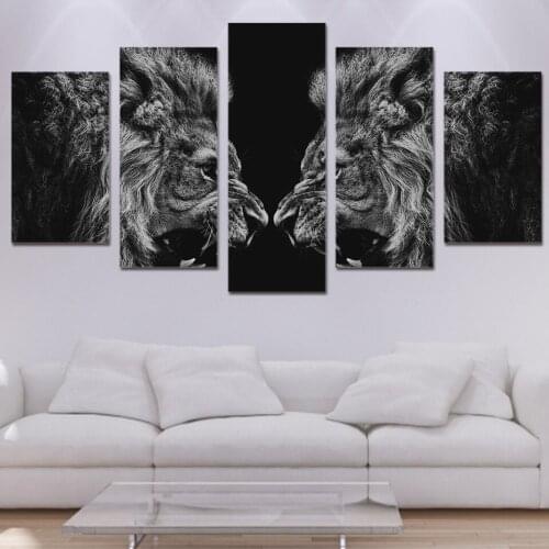 ArtSailing 5 piece HD Printed Lion mirror Painting Canvas Print room decor print poster picture canvas Free shipping/NY-5974