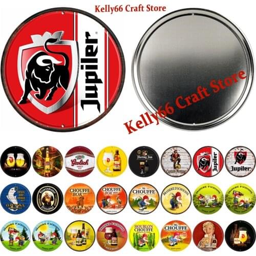 [ Kelly66 ] Jupiler La Chouffe Hertog Jan Metal Vintage Irregular Wall Tin Art Decor Round Painting Belgian Beer Sign DR-10 30CM