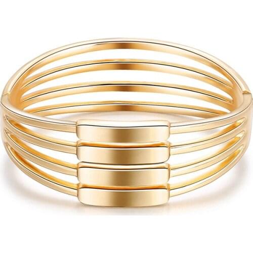 ORNAPEADIA Hot Sale Fashion Bracelet for Women Popular Simple Modern Style Geometric Line Closure Hollow Multi-layer Bracelet