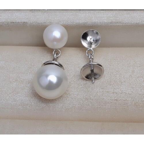 Fashion 925 Sterling Silver Earrings Findings Mountings Settings Jewelry Parts Fittings for Coral Jade Agate Beads Crystal