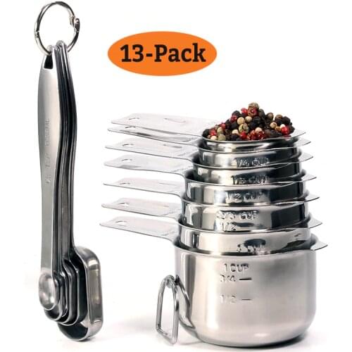 Measuring Cups & Spoons Set - Premium Stainless Steel Measuring Cups and Measuring Spoons for Dry and Liquid Ingredient