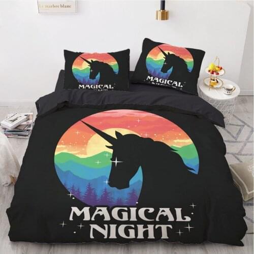 3D Cartoon Duvet Cover Set For Children Kids Baby Girls Boys Bedding Sets Single Blanket Quilt Comforter Case Magic unicorn