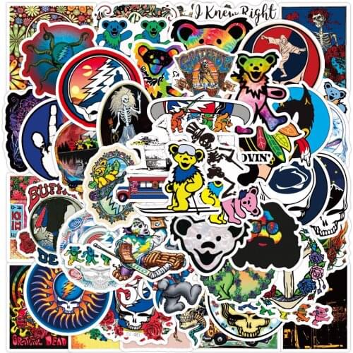 50PCS Rock Music Grateful Dead Cool Stickers DIY Car Bike Travel Luggage Phone Laptop Waterproof Classic Toy Decal Sticker