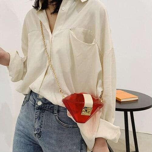 New Acrylic Diamond Shape Chain Shoulder Bag Women Purses and Handbags Small Crossbody Bag Wedding Clutch Female Evening Bag