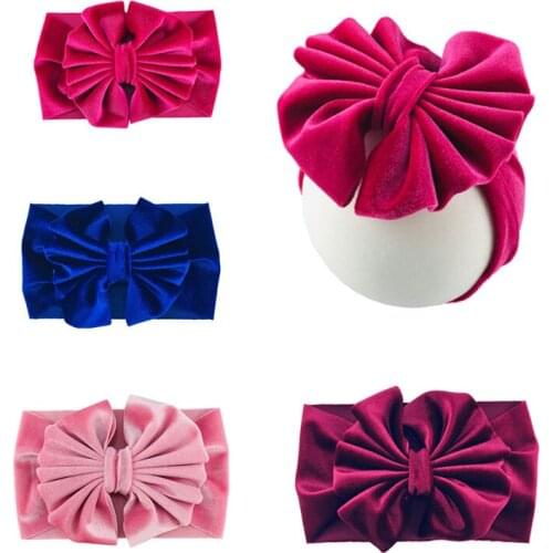 New Velvet Baby Headband Turban Big Bowknot Baby Girl Headband For Newborn Bow Hair Band Children Kid Head Wrap Hair Accessories