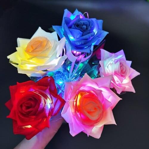 New Colorful Luminous Rose Artificial Flowers LED Artificial Flowers Fairy Lights Flowers for Decoration Gift for Girlfriend