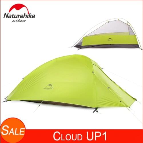 Naturehike CloudUp Series Ultralight Backpacking Tent Waterproof 20D/210T Fabric Camping Tents For 1 Person With Ground Mat