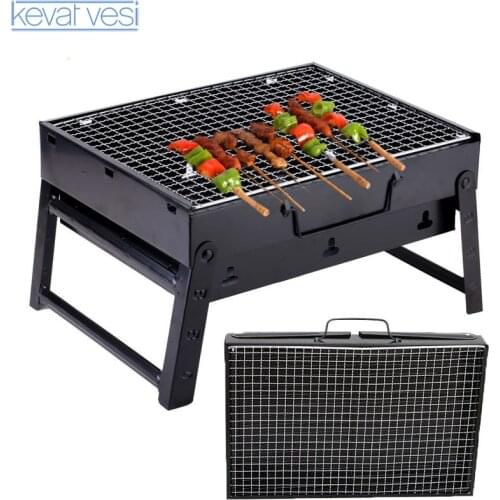 Portable Folding Barbecue Grills Charcoal Grill For Picnic Black Steel Collapsible Barbecue Oven Outdoor Household BBQ Grill