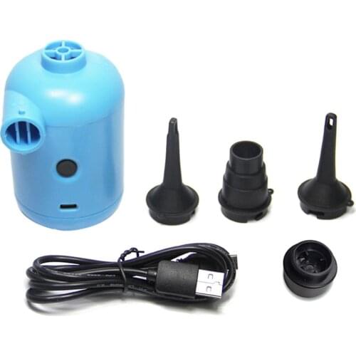 Portable USB Electric Air Pump with 3 Nozzles Micro Inflator for Swimming Pool Air Mattress Inflatable Boat Bed Inflation