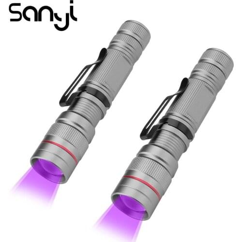 Focus Adjustable UV Flashlight 3 Modes Portable Lantern LED Flashlight Ultra Violet Invisible Ink Marker Detection Torch Light