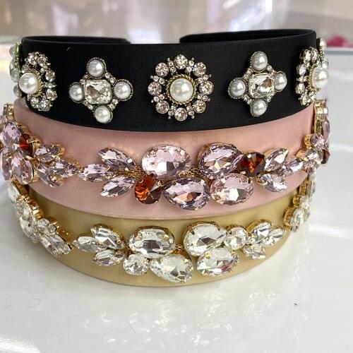 Baroque Flower Metal Pearl Rhinestone Hairband Headband Adult Hair Accessories