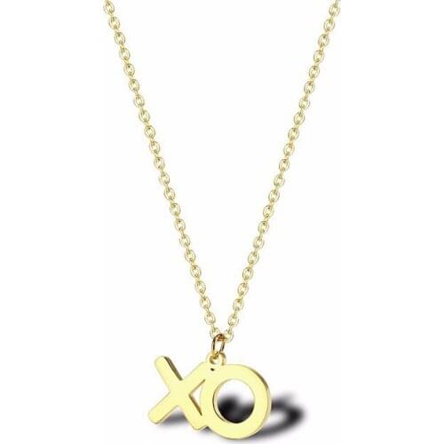 RIR Stainless Steel Kiss Hug Capital Letter Necklace Love Female Jewellery Necklace Valentines Day Give Her Gifts