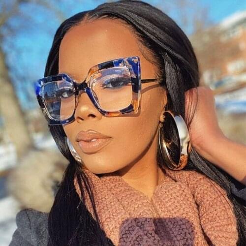 Luxury Brand Oversized Blue Flower Glasses Clear Frames Pearl Spectacles Vintage Big Glasses Women Men Optical Eyeglasses Frame