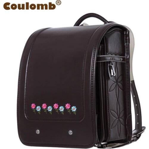 Coulomb Japan School Backpack Orthopedic Randoseru Bag For Girl PU Flowers Children Backpack Kids & Baby Bags Book Bags 2020 New