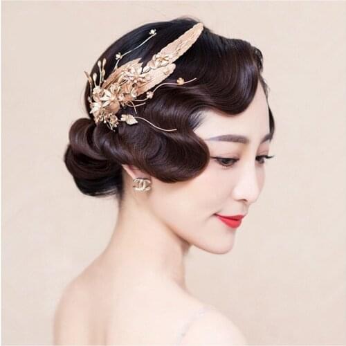 Generous Bride Wedding Tiara Hair Clip Bridal Hair Comb Accessories Handmade Women Headpiece Bride leaves women hair jewelry