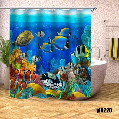 Marine Fish Shower Curtain Sea View Modern Waterproof Bath Curtains for Bathroom Bathtub Large Wide Bathing Cover Rideau De Bain