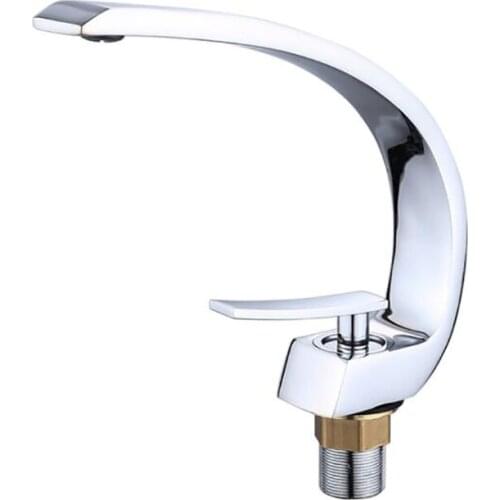 Single Handle Bathroom Faucet with 2 x 60cm Inlet Hoses, Elegant Curved Spout Basin Mixer Tap Single Hole Basin Faucets, Brass