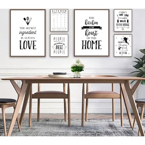 Modern Black and White Poster Simple Text Canvas Painting Kitchenware Wall Picture Kitchen Decoration Wall Art Home Decor Prints