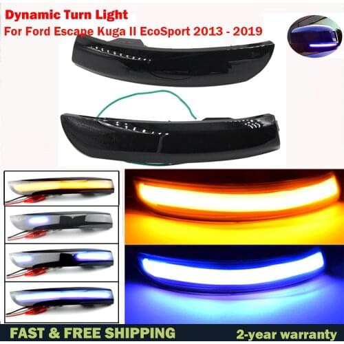 Dynamic Turn Signal Light LED Rearview Mirror Indicator Blinker Lamp For Ford Escape Kuga II EcoSport 2013 - 2019 Blue-Yellow