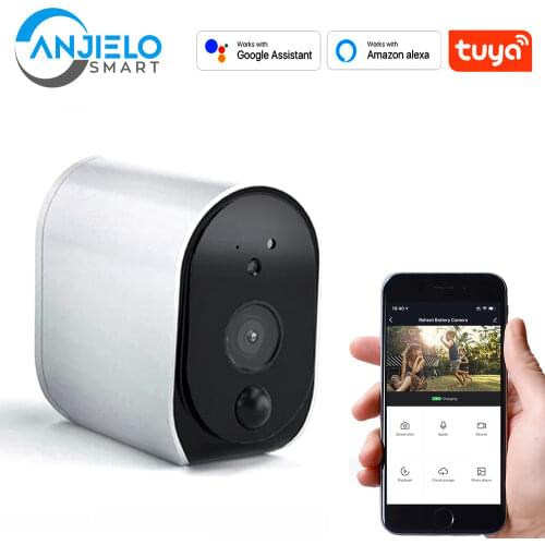 Smart Tuya Solar IP Camera Support Alexa Google Outdoor IP65 Waterproof Two Way Audio Rechargeable Cloud WiFi Camera