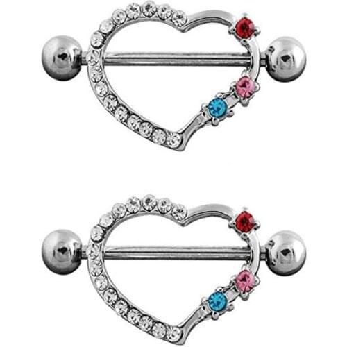 Heart Nipple Rings Piercing Women Sexy Surgical Steel 14G
