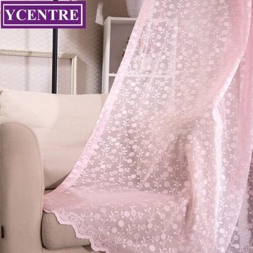 YCENTRE Decorative Semi jacquard Floral Lace Sheer Curtain Tulle Voile Panel Window Curtain for Girls Living Room Bedroom Door