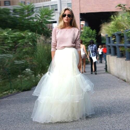 High Street Beige Mermaid Tulle Skirts Women Ruffles Tiered Long Tutu Skirt To Party Zipper Custom Made New Arrival