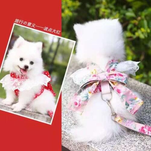Small Dog Harness Vest bowknot Cat Puppy Dog Leash Lead teddy french bulldog Pomeranian chihuahua Costume Pet Chest Strap