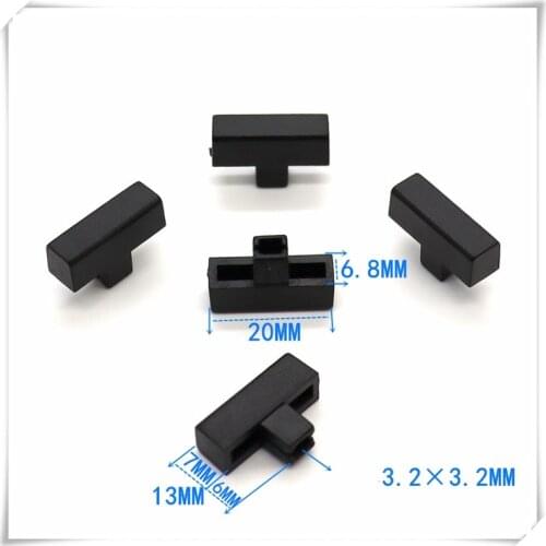 10 Piece T-shaped key cap plastic black key cap power switch cap self-locking switch cap square hole 3.2mm