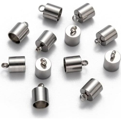 100pcs 11/12/13/15mm Smooth Surface 304 Stainless Steel Metal Jewelry Findings DIY Jewelry Cord End Clasp, Stainless Steel Color