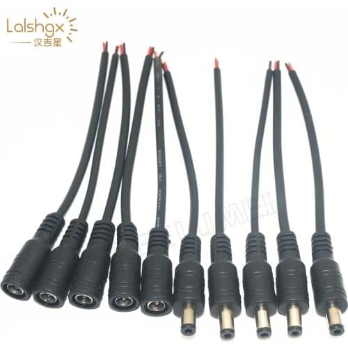 100pcs/Pack Male or Female Cable 5.5x2.1mm Plug DC Connector Wire led DC plug For 3528 5050 LED Strip IR RF Remote Controller