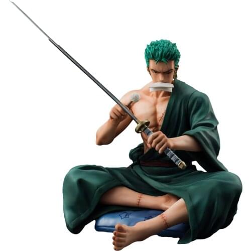 17cm Japan Anime Figure Roronoa Zoro Figurine Finished Goods PVC Seated Version Figurine Collection Model Toys Figura