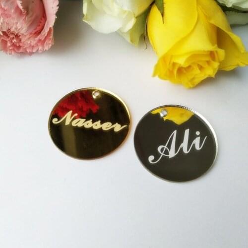 Personalized Acrylic Round Mirror Circle With Hole , Custom Order Acrylic Round Mirror With Logo Name Engraved 20PCS