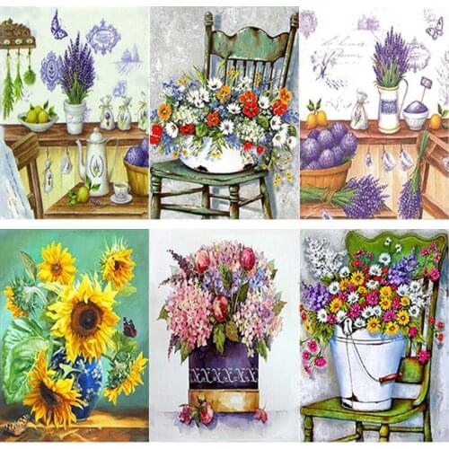 New 5D DIY Diamond Painting Fresh Flower Diamond Embroidery Lavender Cross Stitch Full Square Round Drill Home Decor Manual Gift