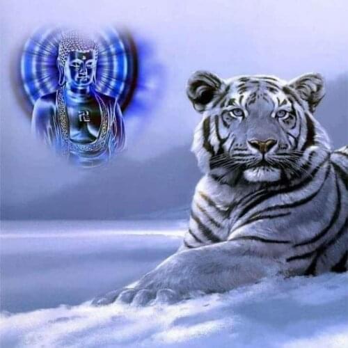 Full Square/Round Drill 5D DIY Diamond Painting "Tiger & Buddha" 3D Embroidery Cross Stitch 5D Rhinestone Home Decor Gift