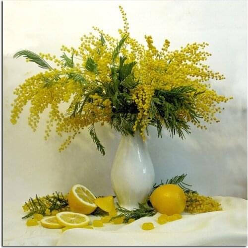 Lemon Flower Needlework Diamond Embroidery Home Decoration Diamond Painting Mosaic Full Square Round Drill Wall StickerZP-1246