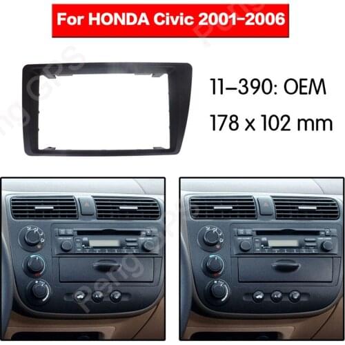 2 DIN Car Radio Fascia Install Dash Bezel Trim Kit Fitting Frame Dashboard For Honda Civic 2001-2006 frame Audio
