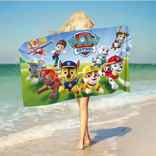 Paw Patrol Bath Towel 3D Digital Printing Square Bath Towel Anime Cartoon Beach Towels Bathroom Rescue Dog Towel