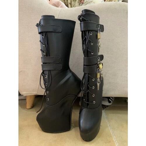 Sexy Mid Calf Boots Women Lockable Ballet Wedge Heels Heelless Boots Shoes Custom Wide Calf Unisex Boot Platform Vintage Boot