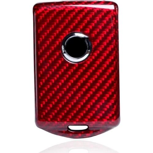 Real Carbon Fiber Key Fob Case Shell Cover For Volvo XC40 XC60 XC90 S90 V90 Keyless Car Keychain Keybag Trim Moulding Red Hull