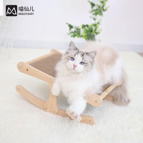 Wooden Corrugated Cat Sofa Bed Multifunctional Scratching Bed Furniture Sleeping Training Grinding Claw Scratcher Guard