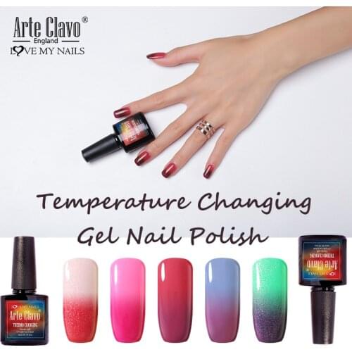 Arte Clavo 10ml Color Temperature Changing Gel Nail Polish Glitter Decoration Makeup Manicure Top Set DIY Design Nail Art Salon