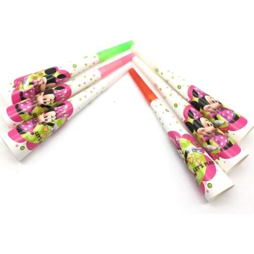 6pcs/lot Minnie Mouse Horn Trumpet Party Supplies Noise Make Whistle Girls Kids Birthday Party Decoration Baby Shower Favor Horn