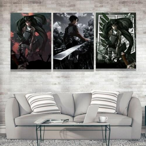 Attack On Titan Canvas Paintings Anime Wall Art Modular Levi Ackerman Pictures HD Printed Poster Living Room Home Decor