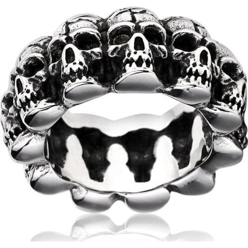 Hot fashion trend stainless steel punk ring skull domineering mens party wear birthday gift ring