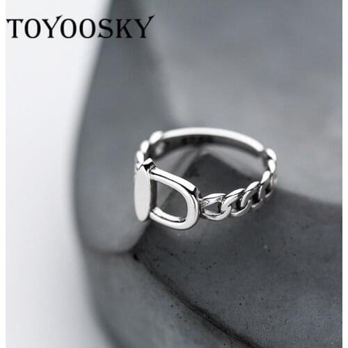 Hip Hop Ring Gifts for Women 925 Sterling Silver Color 2019 New Design Lock Chain Shape Rings Contracted Mens Jewelry